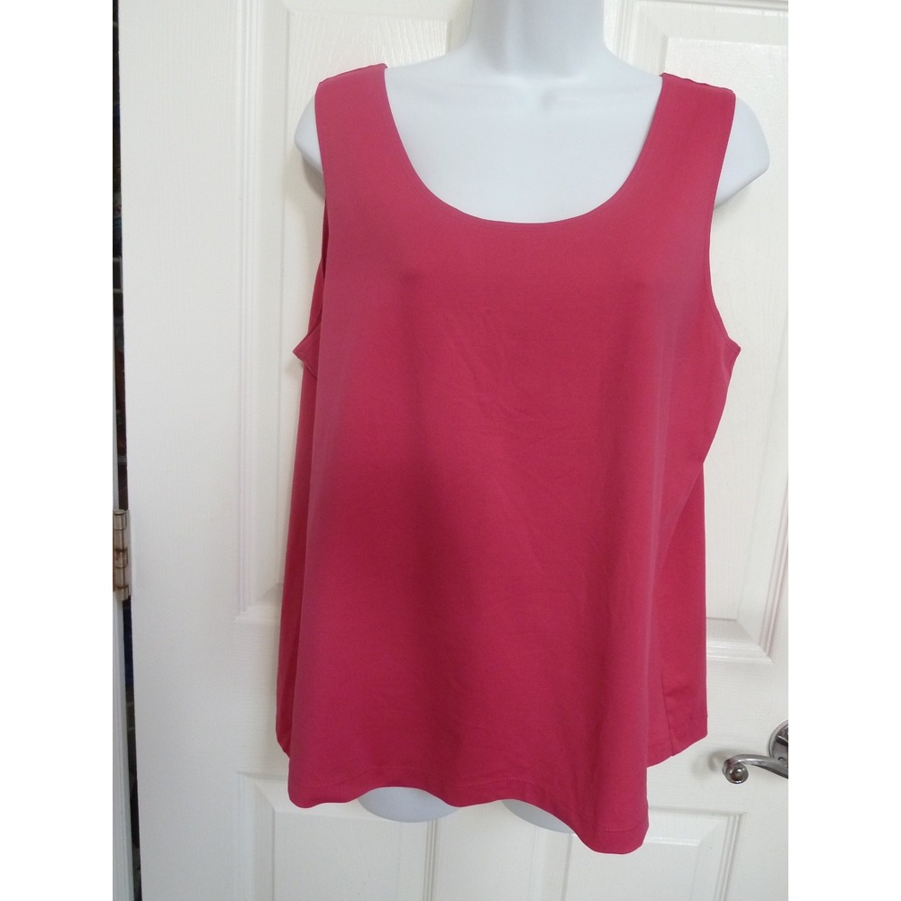 Chicos Size 3 XL 16 Pink Nylon Tank Top Career Office Minimalist Scoop Neck